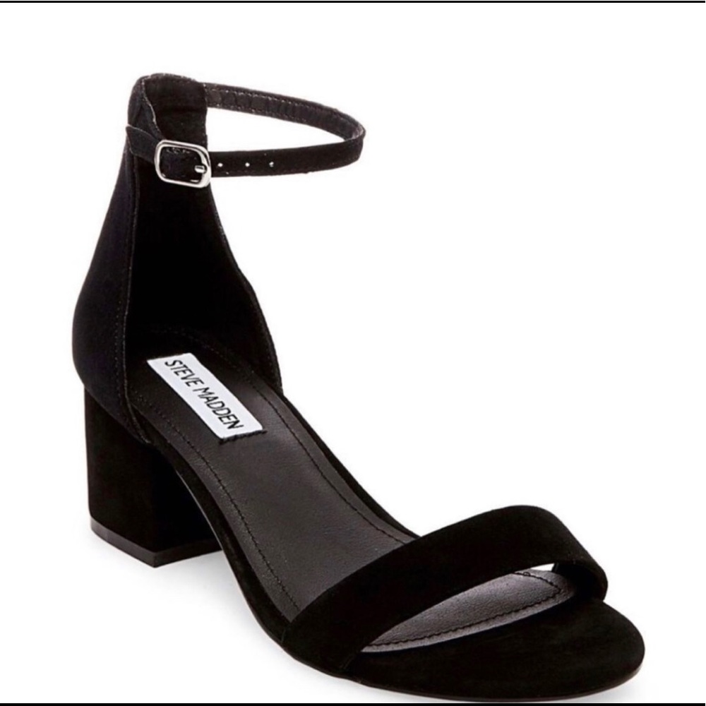 Irenee Black Leather Heels Steve Madden